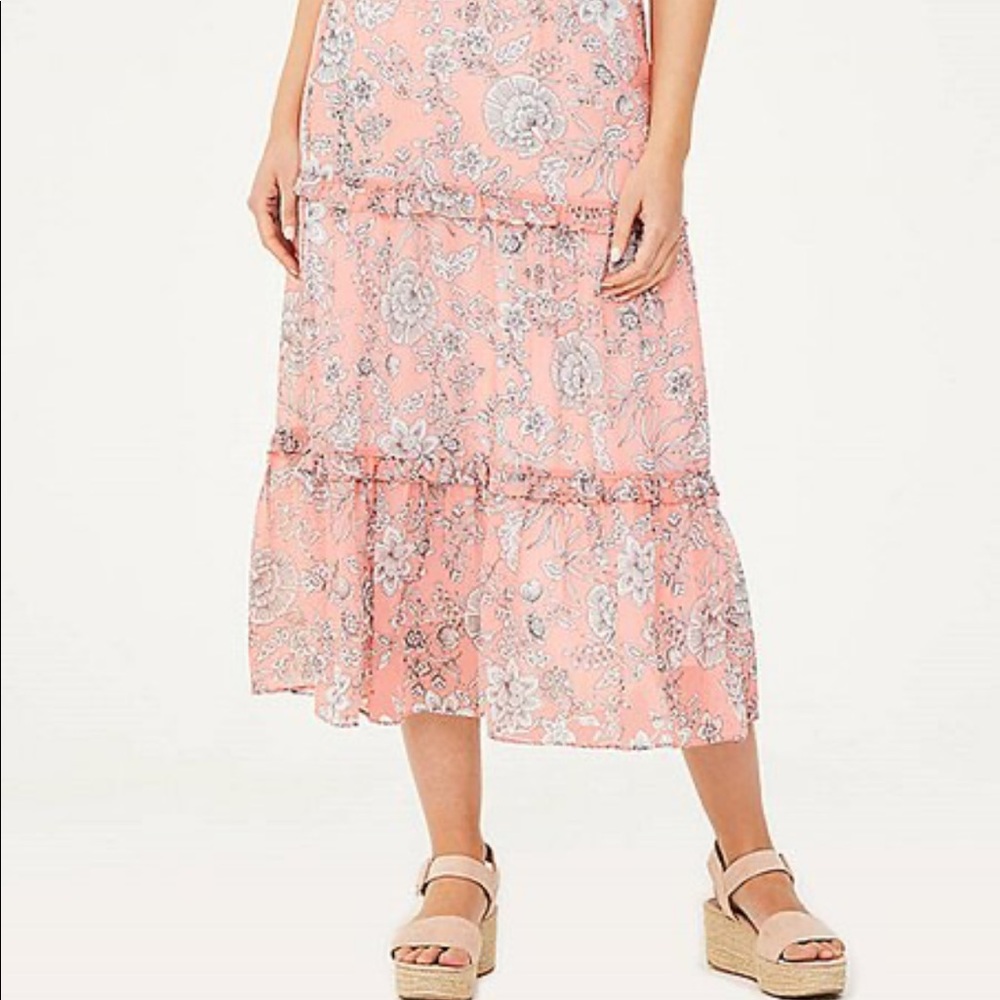 pink floral maxi skirt
